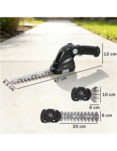 Outsunny 2-in-1 Cordless Hedge Trimmer & Grass Shear with 7.2V 2 x Rechargeable 2000mAh Batteries, 2 Changeable Blades - pic 200612 | FastDaddyshop