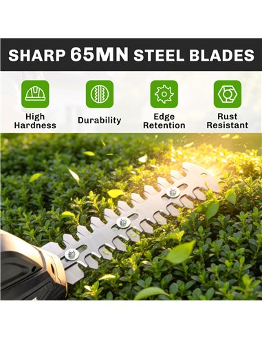 Outsunny 2-in-1 Cordless Hedge Trimmer & Grass Shear with 7.2V 2 x Rechargeable 2000mAh Batteries, 2 Changeable Blades