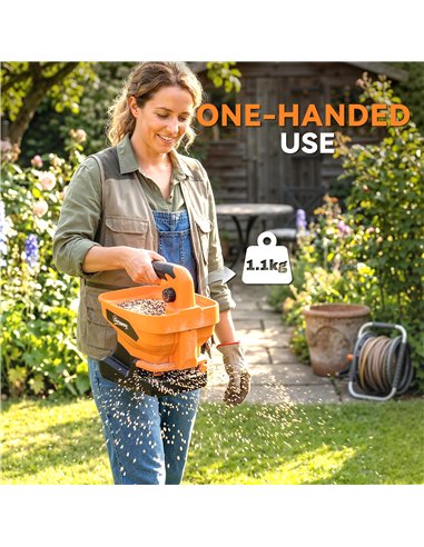 Outsunny Cordless Spreader, 3.3L Handheld Seed Spreader with Adjustable Scatter Width, Adjustable Flow, USB Charging Cable