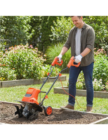 Outsunny 1500W Electric Garden Tiller w/Foldable Handle, 40cm Working Width, 20cm Tilling Depth, 6 Blades, 2 Adjustable Wheels - pic 200629 | FastDaddyshop