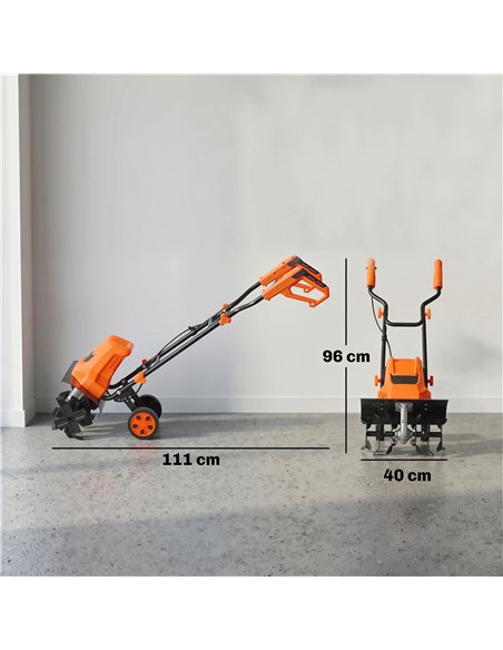 Outsunny 1500W Electric Garden Tiller w/Foldable Handle, 40cm Working Width, 20cm Tilling Depth, 6 Blades, 2 Adjustable Wheels - pic 200630 | FastDaddyshop