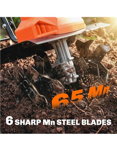 Outsunny 1500W Electric Garden Tiller w/Foldable Handle, 40cm Working Width, 20cm Tilling Depth, 6 Blades, 2 Adjustable Wheels