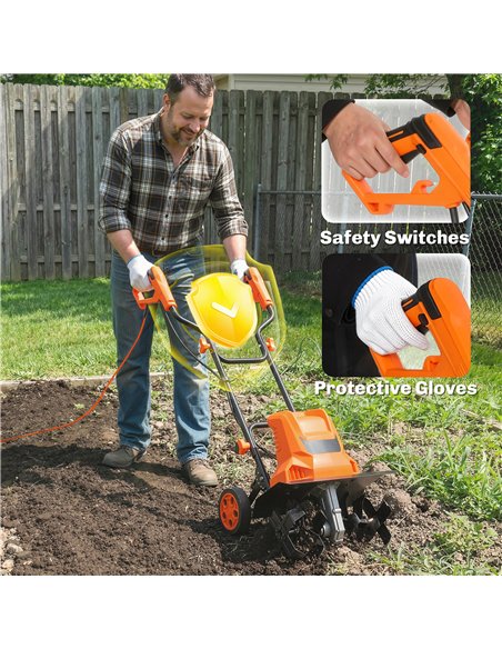Outsunny 1500W Electric Garden Tiller w/Foldable Handle, 40cm Working Width, 20cm Tilling Depth, 6 Blades, 2 Adjustable Wheels - pic 200635 | FastDaddyshop