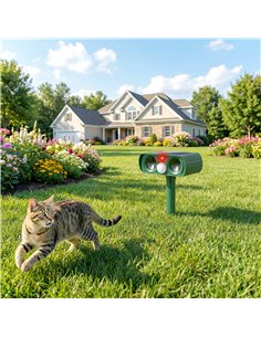 Outsunny Ultrasonic Cat Repellent, PIR Motion Sensor 110°, LED Flash, Solar Cat Deterrents for Gardens UK 2