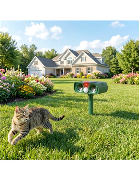 Outsunny Ultrasonic Cat Repellent, PIR Motion Sensor 110°, LED Flash, Solar Cat Deterrents for Gardens UK - pic 200638 | FastDaddyshop