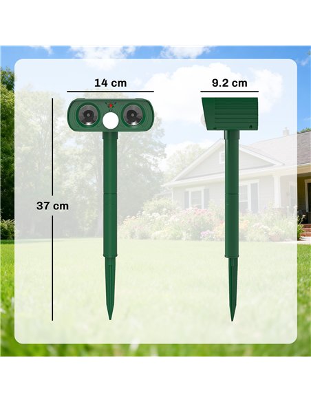 Outsunny Ultrasonic Cat Repellent, PIR Motion Sensor 110°, LED Flash, Solar Cat Deterrents for Gardens UK - pic 200639 | FastDaddyshop