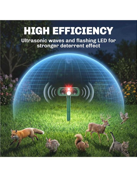 Outsunny Ultrasonic Cat Repellent, PIR Motion Sensor 110°, LED Flash, Solar Cat Deterrents for Gardens UK - pic 200640 | FastDaddyshop