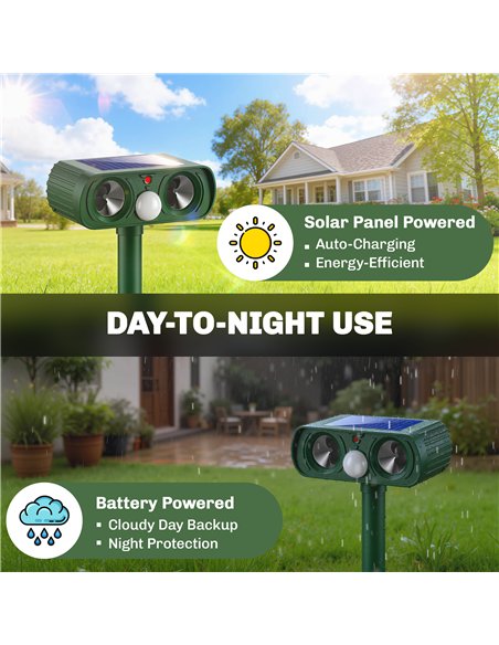 Outsunny Ultrasonic Cat Repellent, PIR Motion Sensor 110°, LED Flash, Solar Cat Deterrents for Gardens UK - pic 200642 | FastDaddyshop