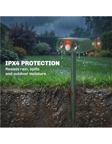 Outsunny Ultrasonic Cat Repellent, PIR Motion Sensor 110°, LED Flash, Solar Cat Deterrents for Gardens UK