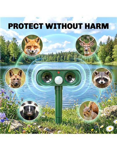 Outsunny Ultrasonic Cat Repellent, PIR Motion Sensor 110°, LED Flash, Solar Cat Deterrents for Gardens UK
