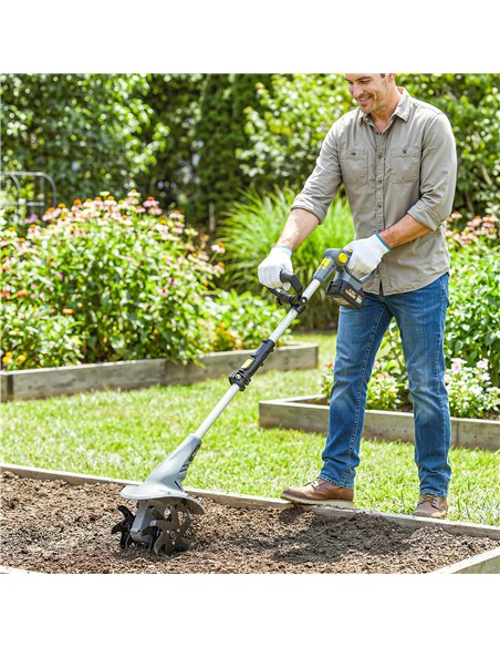 Outsunny Cordless Tiller, 18V Electric Garden Rotavator with 2 x 4000mAh Batteries, Charger, 20cm Tilling Width & 18cm Depth - pic 200647 | FastDaddyshop