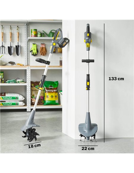 Outsunny Cordless Tiller, 18V Electric Garden Rotavator with 2 x 4000mAh Batteries, Charger, 20cm Tilling Width & 18cm Depth - pic 200648 | FastDaddyshop