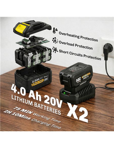 Outsunny Cordless Tiller, 18V Electric Garden Rotavator with 2 x 4000mAh Batteries, Charger, 20cm Tilling Width & 18cm Depth - pic 200650 | FastDaddyshop