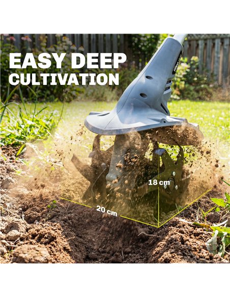 Outsunny Cordless Tiller, 18V Electric Garden Rotavator with 2 x 4000mAh Batteries, Charger, 20cm Tilling Width & 18cm Depth - pic 200651 | FastDaddyshop