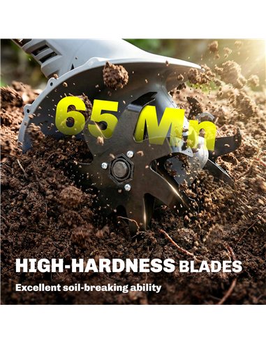 Outsunny Cordless Tiller, 18V Electric Garden Rotavator with 2 x 4000mAh Batteries, Charger, 20cm Tilling Width & 18cm Depth