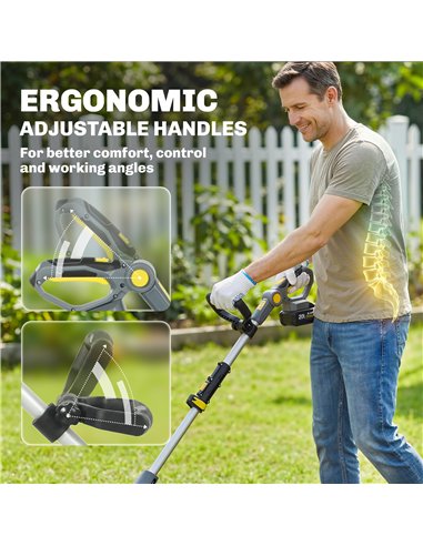 Outsunny Cordless Tiller, 18V Electric Garden Rotavator with 2 x 4000mAh Batteries, Charger, 20cm Tilling Width & 18cm Depth