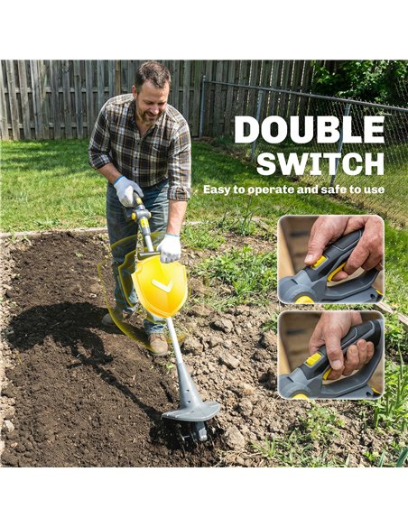Outsunny Cordless Tiller, 18V Electric Garden Rotavator with 2 x 4000mAh Batteries, Charger, 20cm Tilling Width & 18cm Depth - pic 200654 | FastDaddyshop
