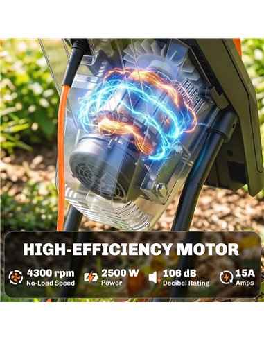 Outsunny 2500W Electric Wood Chipper, Corded Wood Mulcher Shredder with 45L Collection Bag, 4300RPM, 44mm Cutting Diameter