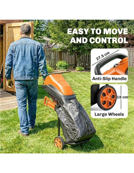 Outsunny 2500W Electric Wood Chipper, Corded Wood Mulcher Shredder with 45L Collection Bag, 4300RPM, 44mm Cutting Diameter - pic 200663 | FastDaddyshop