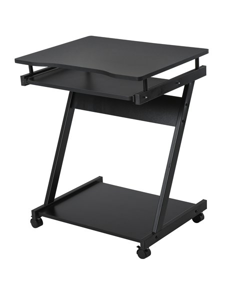 HOMCOM Movable Compact Small Computer Desk with 4 Moving Wheels Sliding Keyboard Tray Home Office Gaming Study Workstation Black - pic 20069 | FastDaddyshop