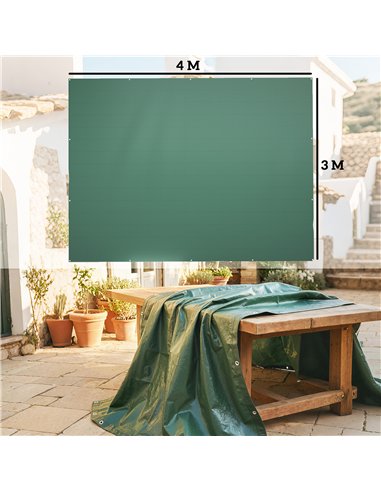 Outsunny 3 x 4m Waterproof Tarpaulin, 90GSM Tear-Resistant PE Tarp with Reinforced Grommets, UV Protected Cover