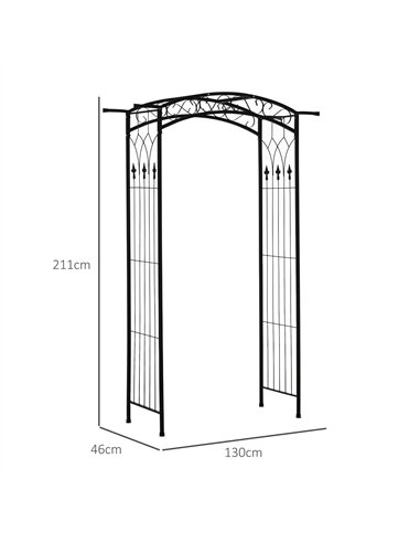 Outsunny 211cm Height Metal Garden Arch Arbor for Wedding Decor for Climbing Plants and Outdoor Decoration