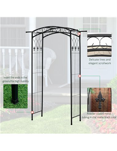 Outsunny 211cm Height Metal Garden Arch Arbor for Wedding Decor for Climbing Plants and Outdoor Decoration
