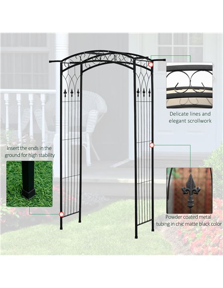 Outsunny 211cm Height Metal Garden Arch Arbor for Wedding Decor for Climbing Plants and Outdoor Decoration - pic 200712 | FastDaddyshop