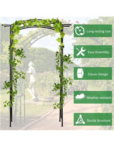 Outsunny 211cm Height Metal Garden Arch Arbor for Wedding Decor for Climbing Plants and Outdoor Decoration