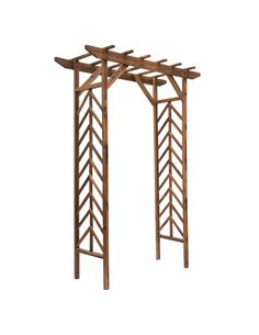 Outsunny Wooden Garden Arbor, Arch Trellis with Classic Countryside Style, Pergola Style Roof for Climbing Vines