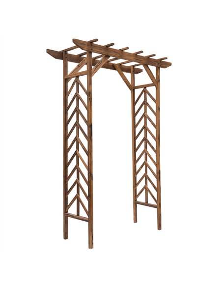 Outsunny Wooden Garden Arbor, Arch Trellis with Classic Countryside Style, Pergola Style Roof for Climbing Vines - pic 200718 | FastDaddyshop