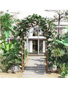 Outsunny Wooden Garden Arbor, Arch Trellis with Classic Countryside Style, Pergola Style Roof for Climbing Vines 2