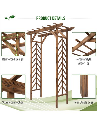 Outsunny Wooden Garden Arbor, Arch Trellis with Classic Countryside Style, Pergola Style Roof for Climbing Vines