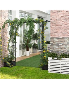 Outsunny 210cm Decorative Metal Garden Trellis Arch with Durable Steel Tubing & Elegant Scrollwork, Great for Weddings, Dark Gre 2