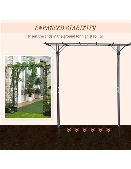 Outsunny 210cm Decorative Metal Garden Trellis Arch with Durable Steel Tubing & Elegant Scrollwork, Great for Weddings, Dark Gre - pic 200732 | FastDaddyshop