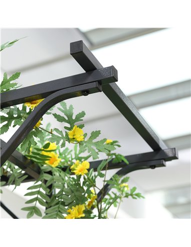 Outsunny 210cm Decorative Metal Garden Trellis Arch with Durable Steel Tubing & Elegant Scrollwork, Great for Weddings, Dark Gre
