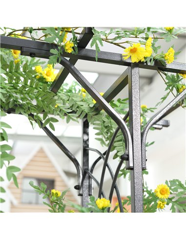 Outsunny 210cm Decorative Metal Garden Trellis Arch with Durable Steel Tubing & Elegant Scrollwork, Great for Weddings, Dark Gre