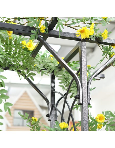 Outsunny 210cm Decorative Metal Garden Trellis Arch with Durable Steel Tubing & Elegant Scrollwork, Great for Weddings, Dark Gre - pic 200735 | FastDaddyshop