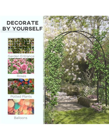 Outsunny 223cm Garden Arch Trellis, Outdoor Wedding Arbor for Ceremony for Climbing Roses, Vines and Plants