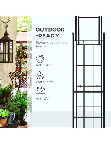 Outsunny 223cm Garden Arch Trellis, Outdoor Wedding Arbor for Ceremony for Climbing Roses, Vines and Plants
