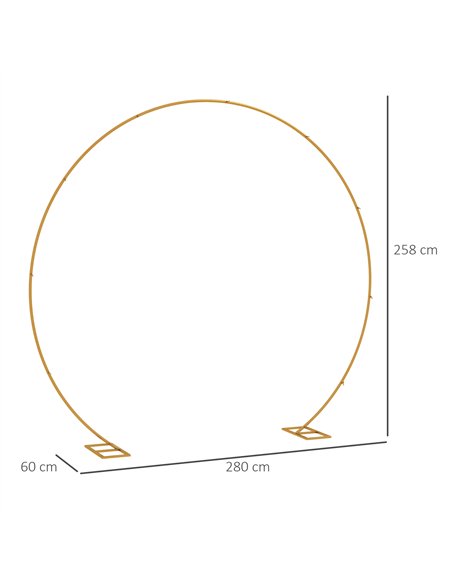 Outsunny 280cm Gold Backdrop Stand, Round Metal Wedding Arch for Birthday Party, Bridal Shower, Graduation, Ceremony - pic 200747 | FastDaddyshop