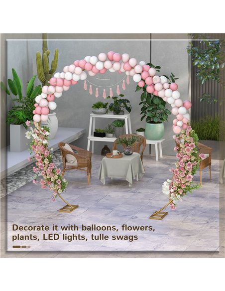 Outsunny 280cm Gold Backdrop Stand, Round Metal Wedding Arch for Birthday Party, Bridal Shower, Graduation, Ceremony - pic 200748 | FastDaddyshop