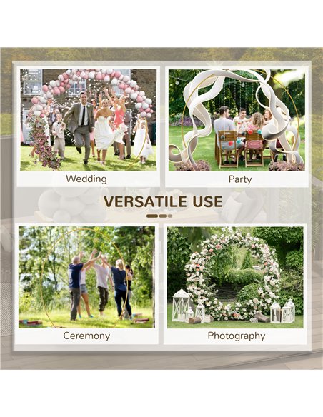Outsunny 280cm Gold Backdrop Stand, Round Metal Wedding Arch for Birthday Party, Bridal Shower, Graduation, Ceremony - pic 200750 | FastDaddyshop