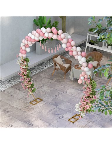 Outsunny 280cm Gold Backdrop Stand, Round Metal Wedding Arch for Birthday Party, Bridal Shower, Graduation, Ceremony