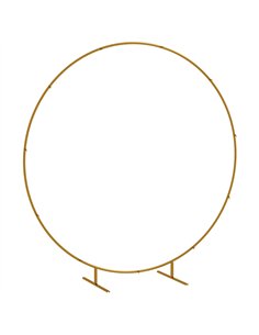 Outsunny 222cm Gold Tone Backdrop Stand, Round Metal Wedding Arch for Birthday Party, Bridal Shower, Graduation, Ceremony