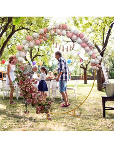 Outsunny 222cm Gold Tone Backdrop Stand, Round Metal Wedding Arch for Birthday Party, Bridal Shower, Graduation, Ceremony