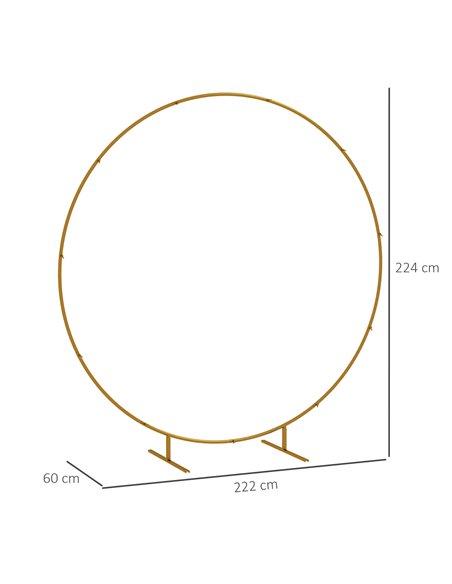 Outsunny 222cm Gold Tone Backdrop Stand, Round Metal Wedding Arch for Birthday Party, Bridal Shower, Graduation, Ceremony - pic 200756 | FastDaddyshop