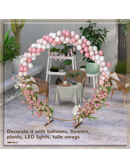 Outsunny 222cm Gold Tone Backdrop Stand, Round Metal Wedding Arch for Birthday Party, Bridal Shower, Graduation, Ceremony - pic 200757 | FastDaddyshop