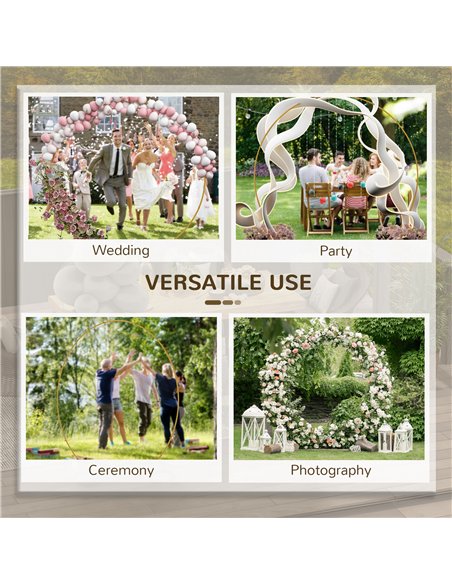 Outsunny 222cm Gold Tone Backdrop Stand, Round Metal Wedding Arch for Birthday Party, Bridal Shower, Graduation, Ceremony - pic 200759 | FastDaddyshop