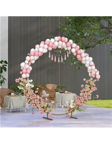 Outsunny 222cm Gold Tone Backdrop Stand, Round Metal Wedding Arch for Birthday Party, Bridal Shower, Graduation, Ceremony